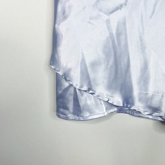New Cloud Ten Small S Blue Alaleh Satin Cowl Neck Mini Slip Dress Wrap Detail - Picture 5 of 12